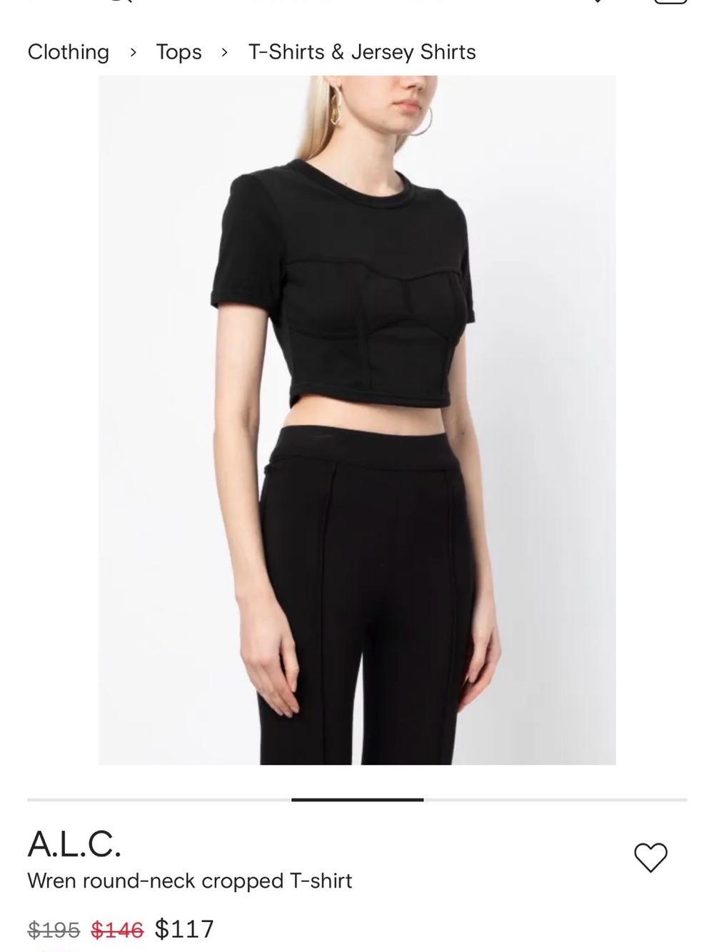 A.L.C. Black Cropped Seam-Detail Tee